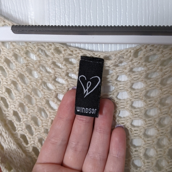 Y2K‎ Windsor Bohemian Crochet Fringe Open Side V-Neck Shawl Top Size S/M - Picture 2 of 8